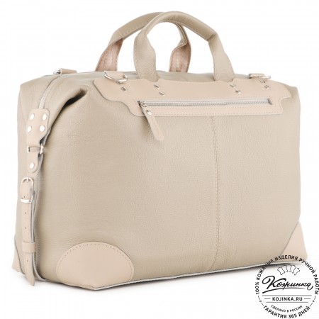  Кожаная дорожная сумка "Сити" (темно-бежевый)